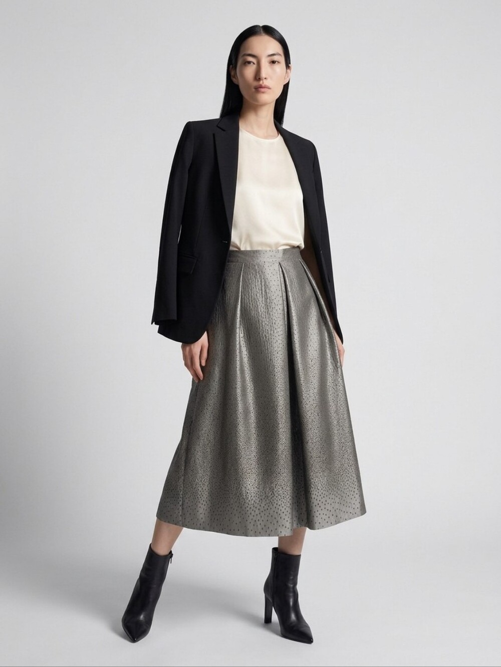 Caractere Silver Lined Midi Skirt - Size 6 NWT